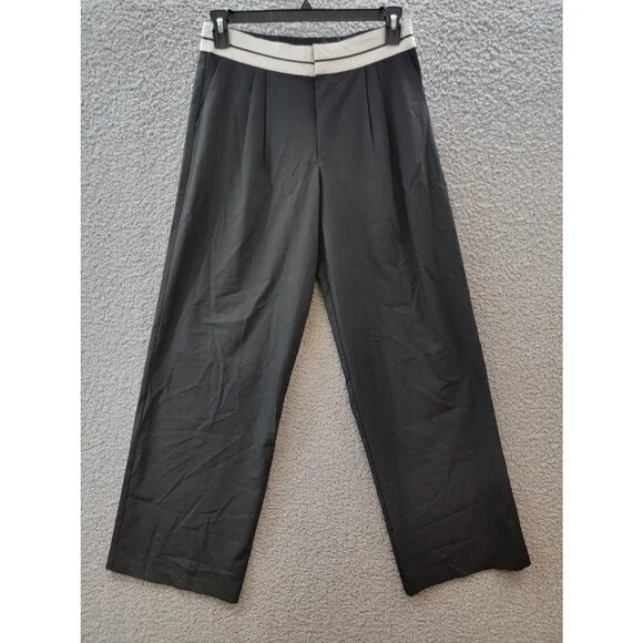 WAYF Preston Wide Leg Pants Women's XS Black Front Zip With Hook & Bar Closure - Picture 2 of 15